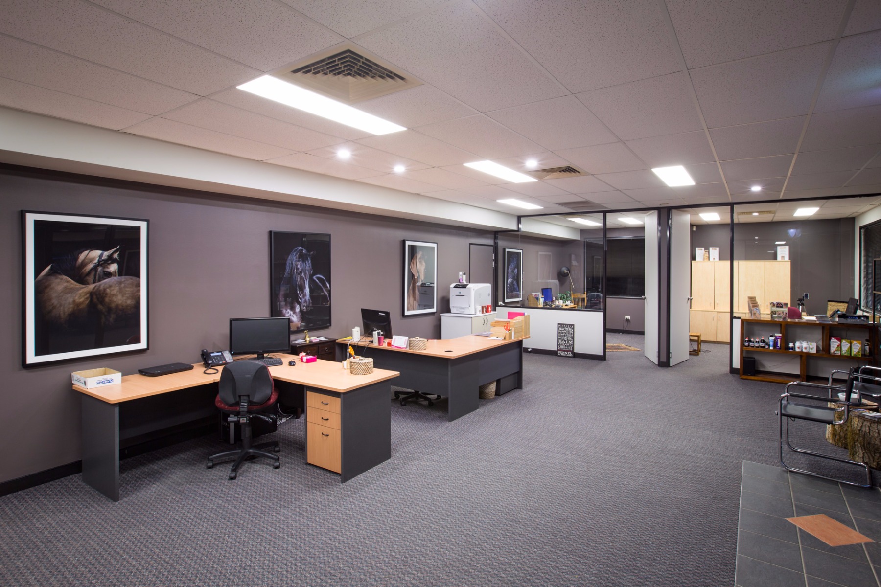 The reception area and offices.