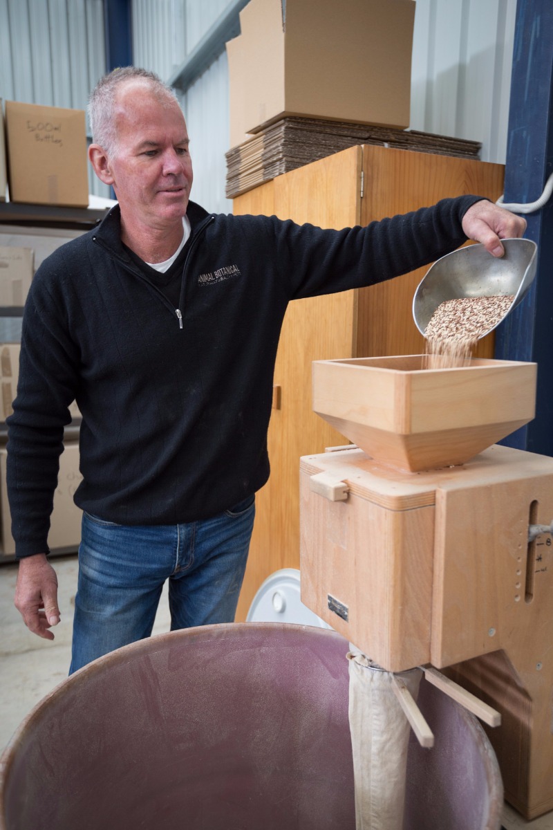 Milling grain for one of our mixes.